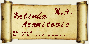Malinka Aranitović vizit kartica